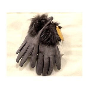 Elegant Gray Faux Fur Trim Winter Gloves – NWT
